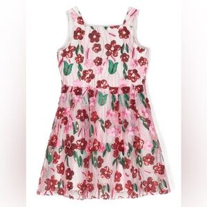 NWT Marlo Tinsel Sequined MiniDress Floral Embroidered Girls Dress - Size 11/12